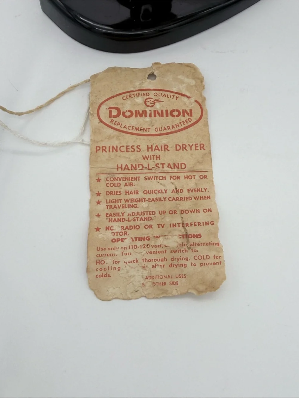 Vintage Dominion Princess Hair Dryer With Handstand Hot Or Cold Air TESTED